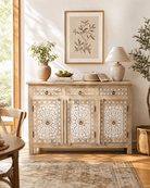 IVORY CNC DESIGN THREE DOOR THREE DRAWER SIDEBOARD - Art and craft furniture