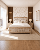 IVORY CNC MANGO WOOD BED - Art and craft furniture