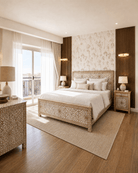 IVORY CNC MANGO WOOD BED - Art and craft furniture