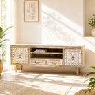 Ivory CNC TV Stand - Art and craft furniture