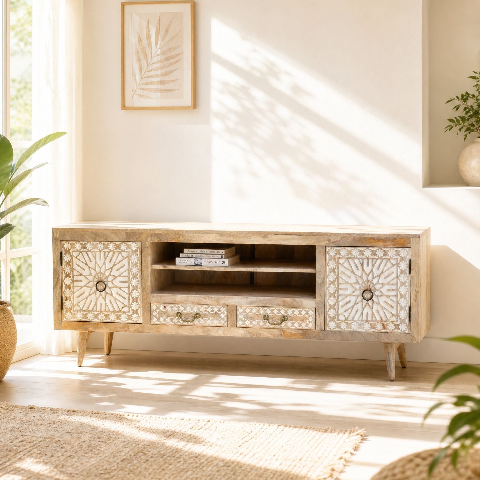 Ivory CNC TV Stand - Art and craft furniture