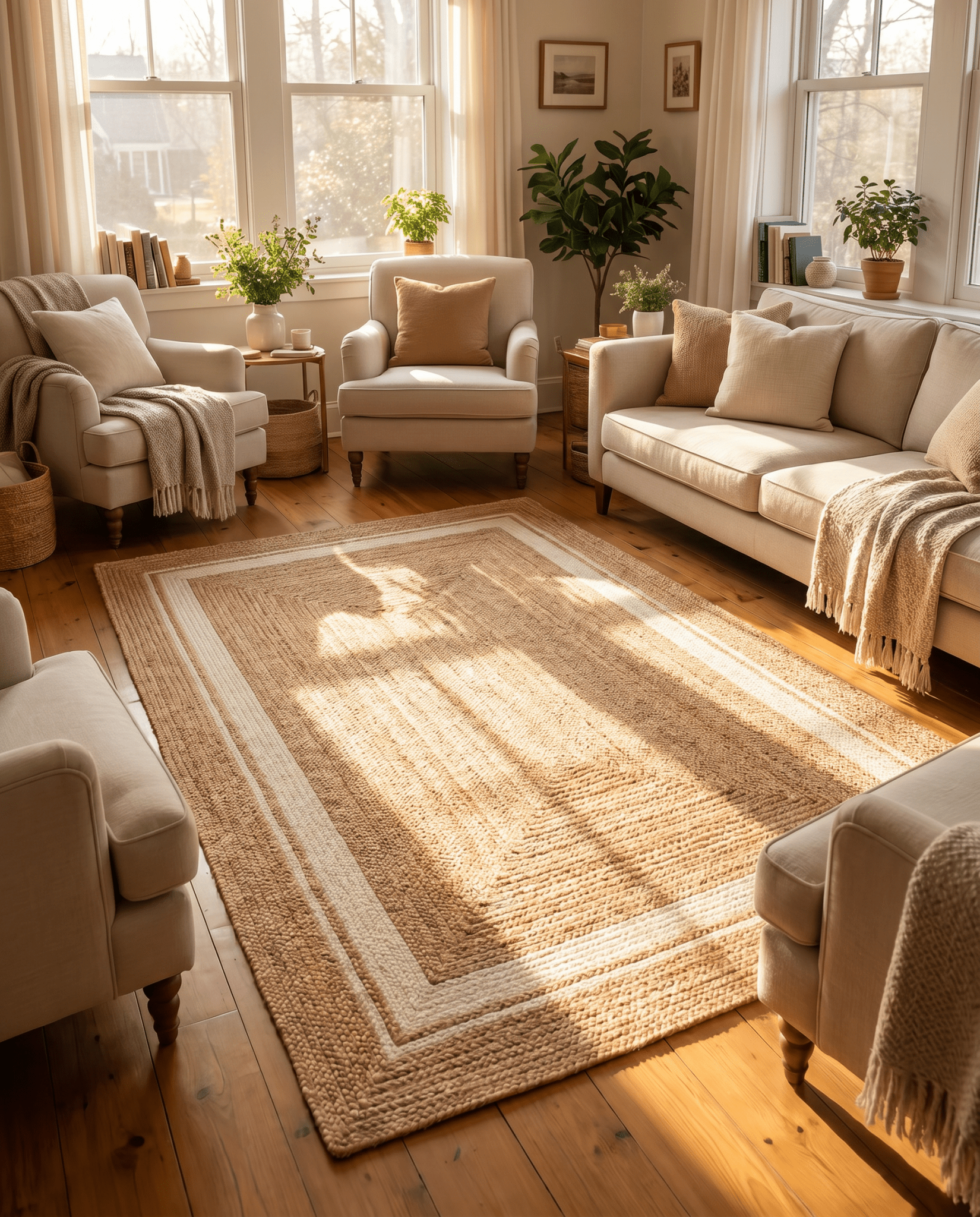 IVORY EDGE NATURAL JUTE HANDMADE RUG - Art and craft furniture
