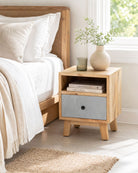 Leaves One Drawer Mango Wood Nightstand - Art and craft furniture