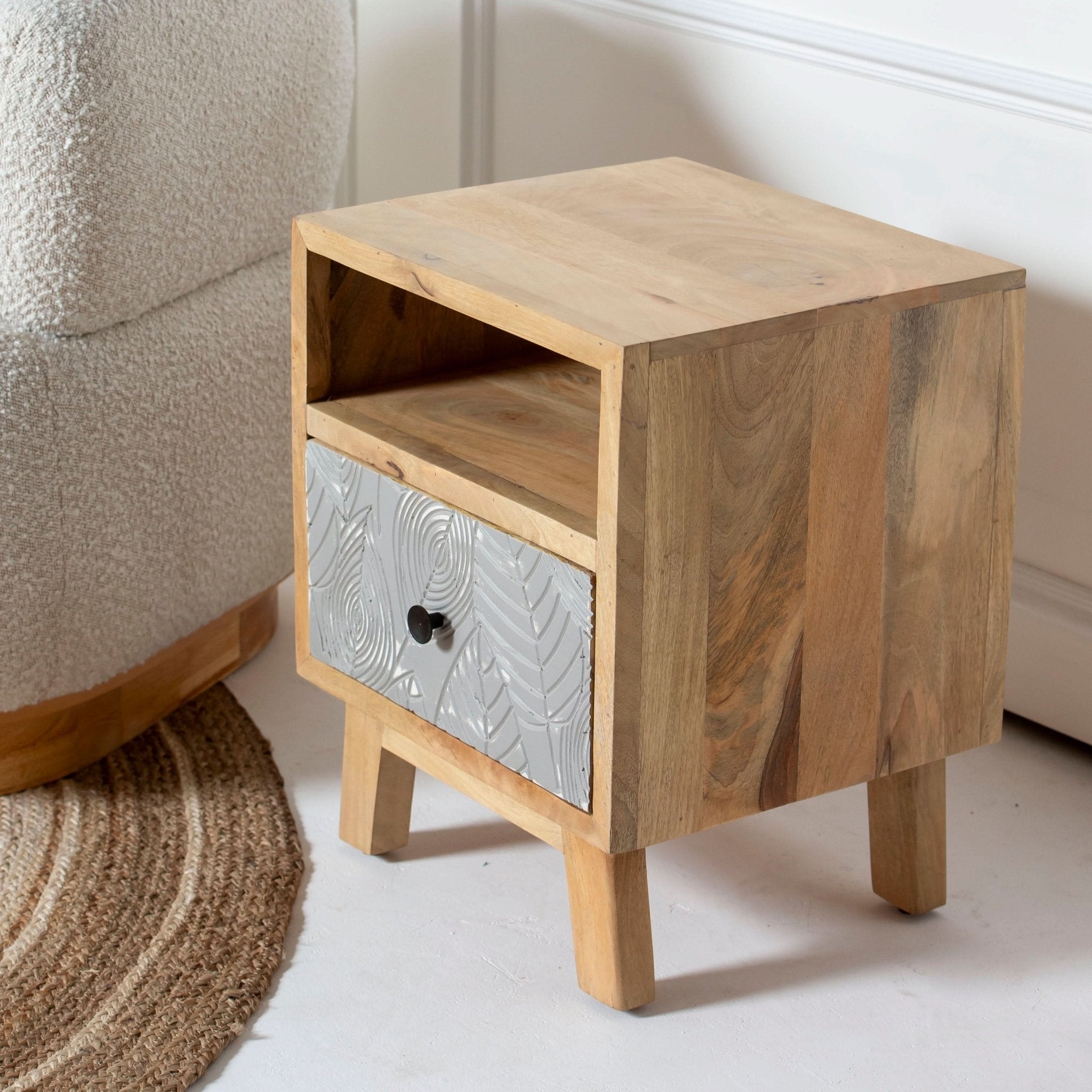 LEAVES ONE DRAWER NIGHTSTAND - Art and craft furniture