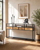 Linea Iron Four Drawer Console Table - Art and craft furniture