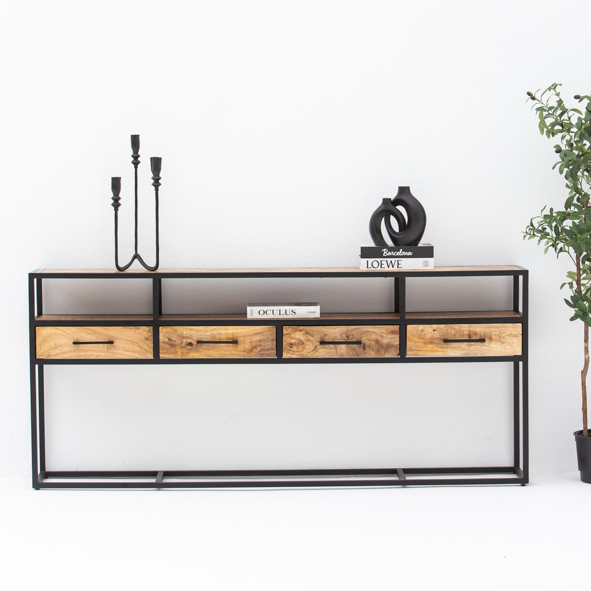 LINEA IRON FOUR DRAWER CONSOLE TABLE - Art and craft furniture