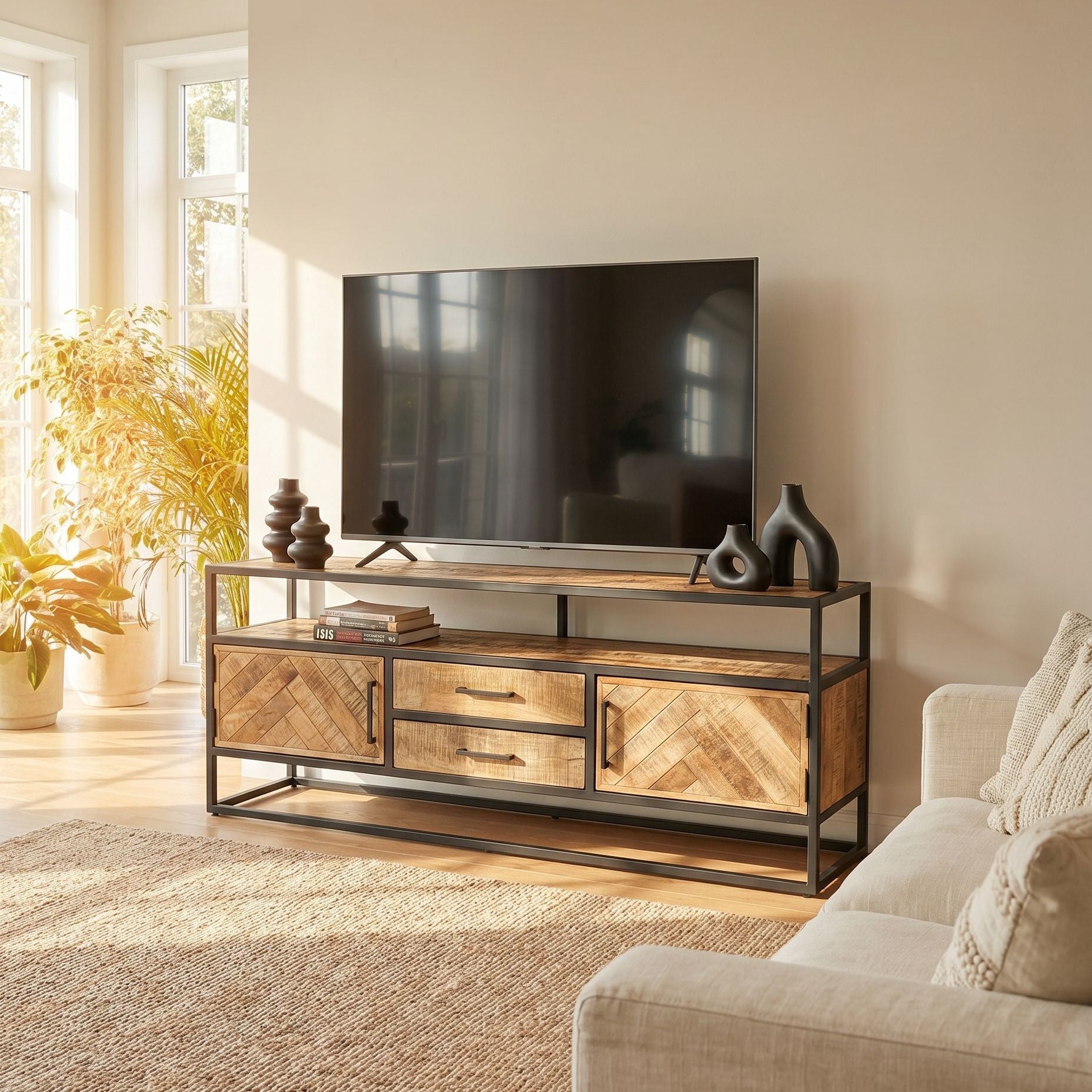 Linea Mango wood TV Stand - Art and craft furniture