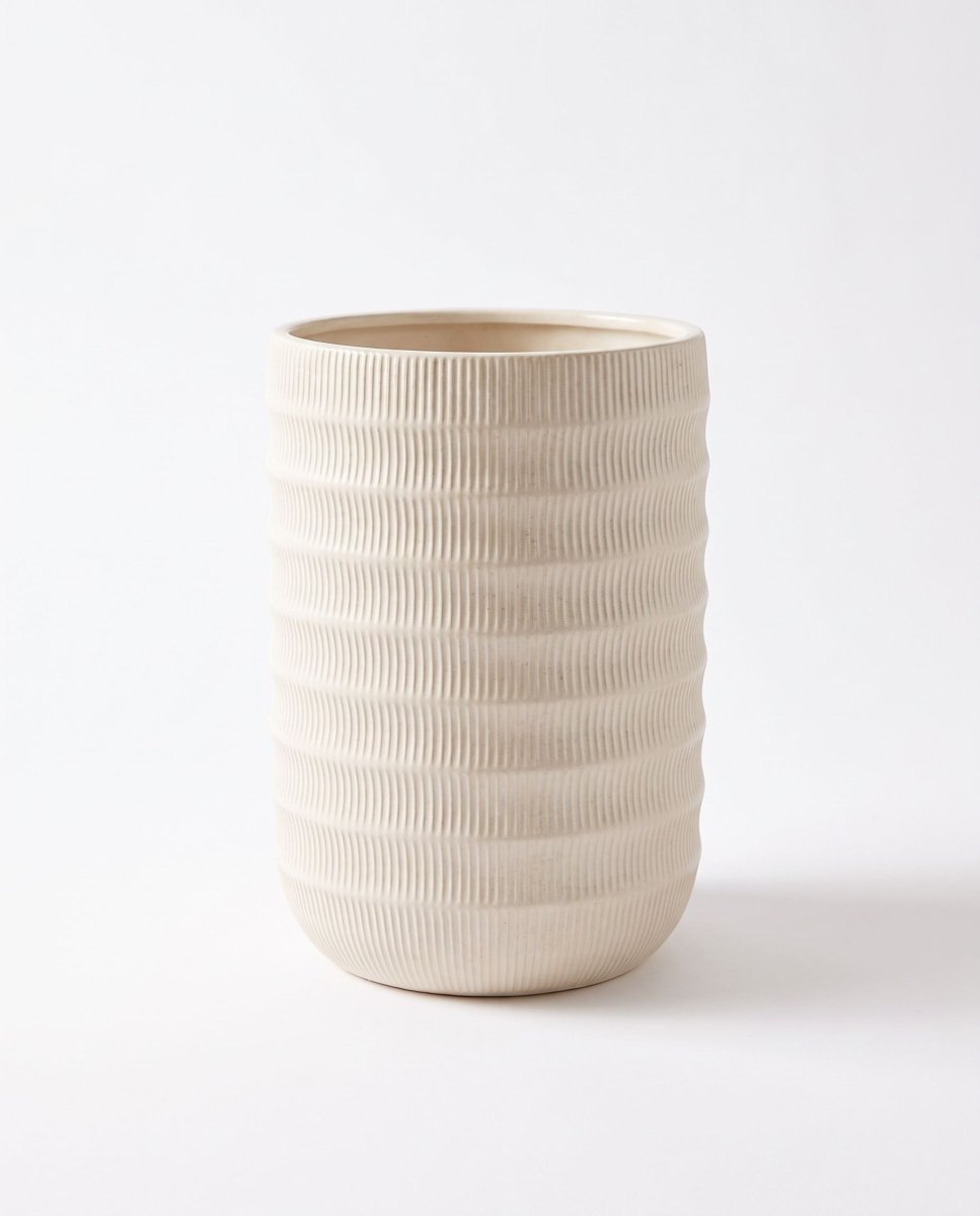 Linen Off White Groove Planter - Art and craft furniture