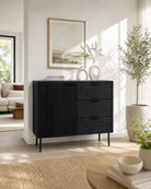 Linwood Black 1 Door 3 Drawer Sideboard - Art and craft furniture