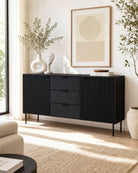 Linwood Black 3 Drawer 3 Door Sideboard - Art and craft furniture