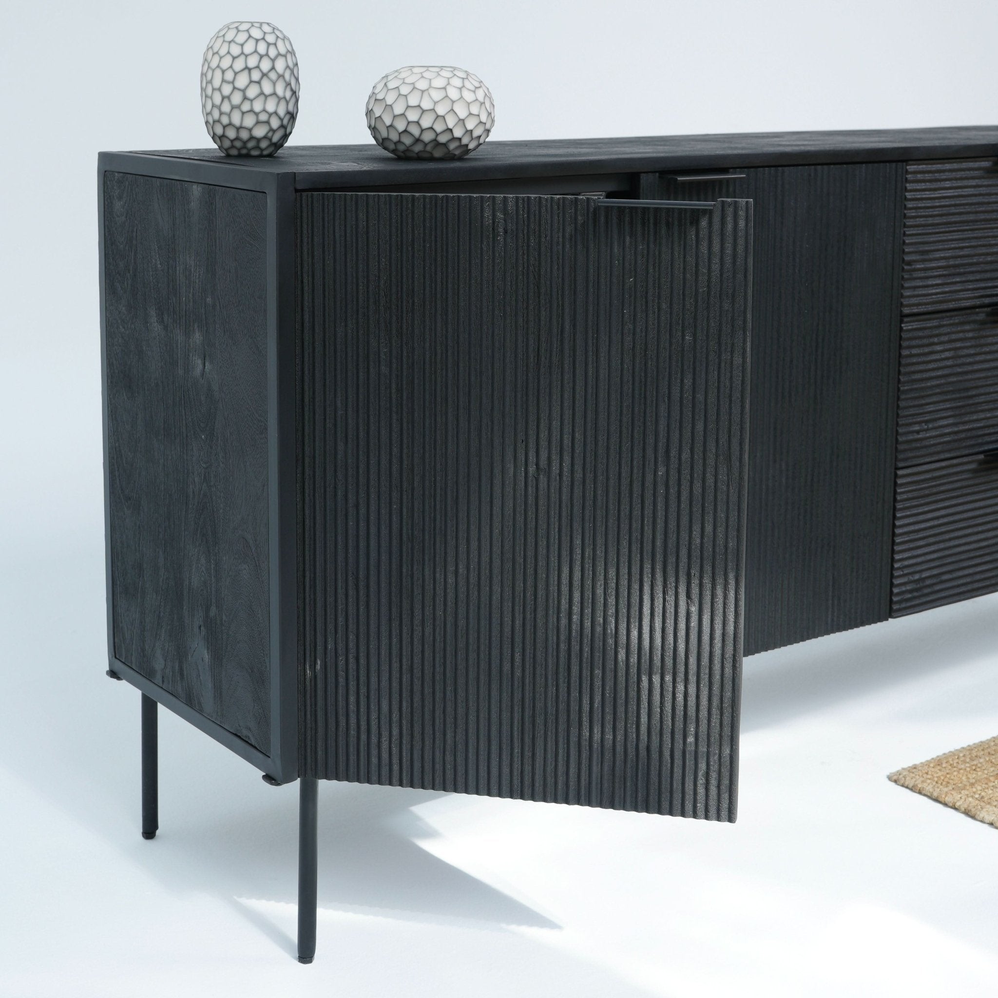 LINWOOD IRON THREE DOOR THREE DRAWER SIDEBOARD - Art and craft furniture