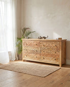 Lismore Carved Six Drawer Chest of Drawers - Art and craft furniture