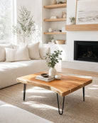 Live Edge Acacia Wood Hair pin Leg Coffee Table - Art and craft furniture