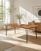LIVE-EDGE ACACIA WOOD HAIR PIN LEG DINING TABLE - Art and craft furniture