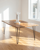 LIVE-EDGE ACACIA WOOD HAIR PIN LEG DINING TABLE - Art and craft furniture