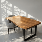 LIVE-EDGE ACACIA WOOD U LEG DINING TABLE - Art and craft furniture