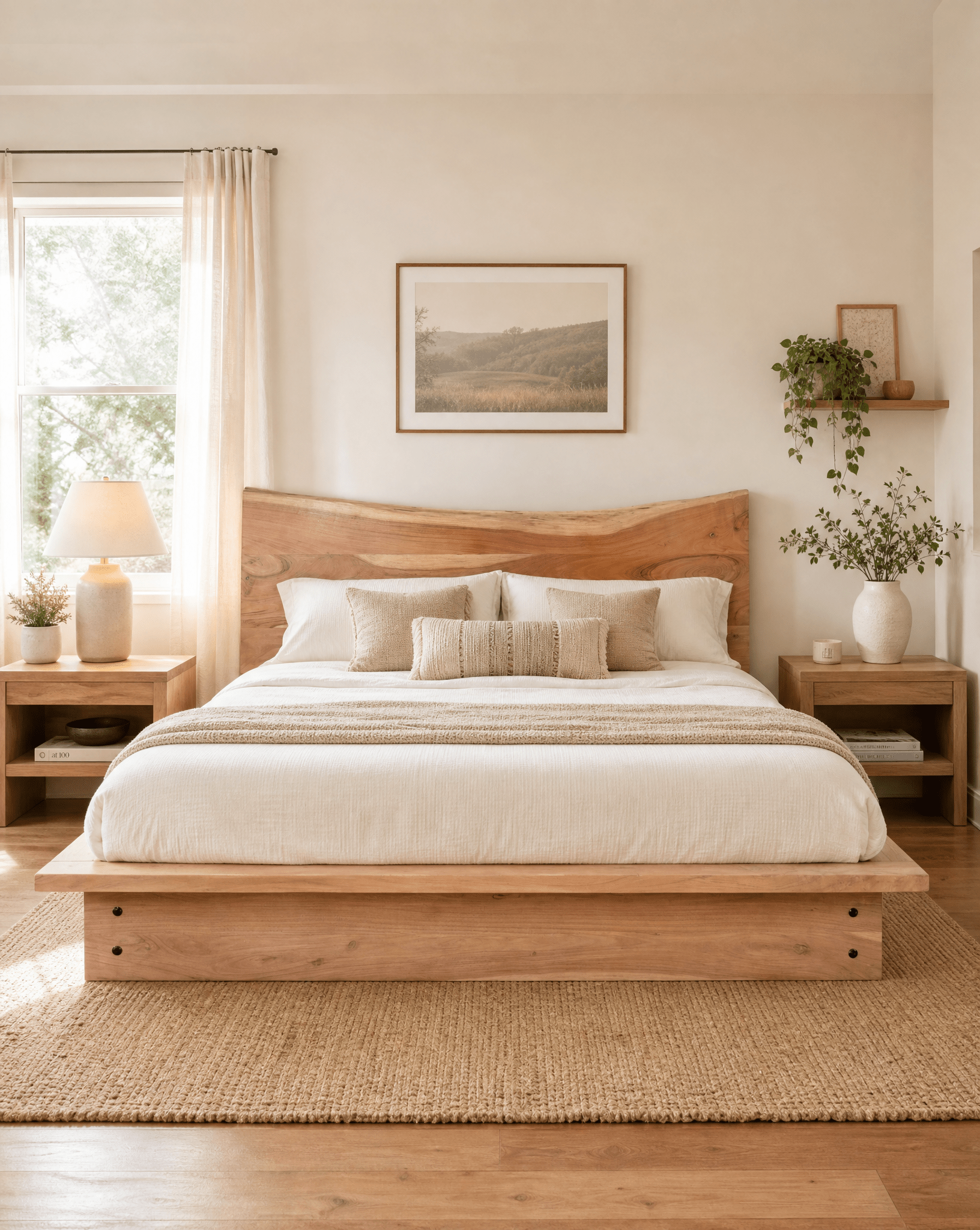 LIVE EDGE ACACIA WOODEN BED - Art and craft furniture