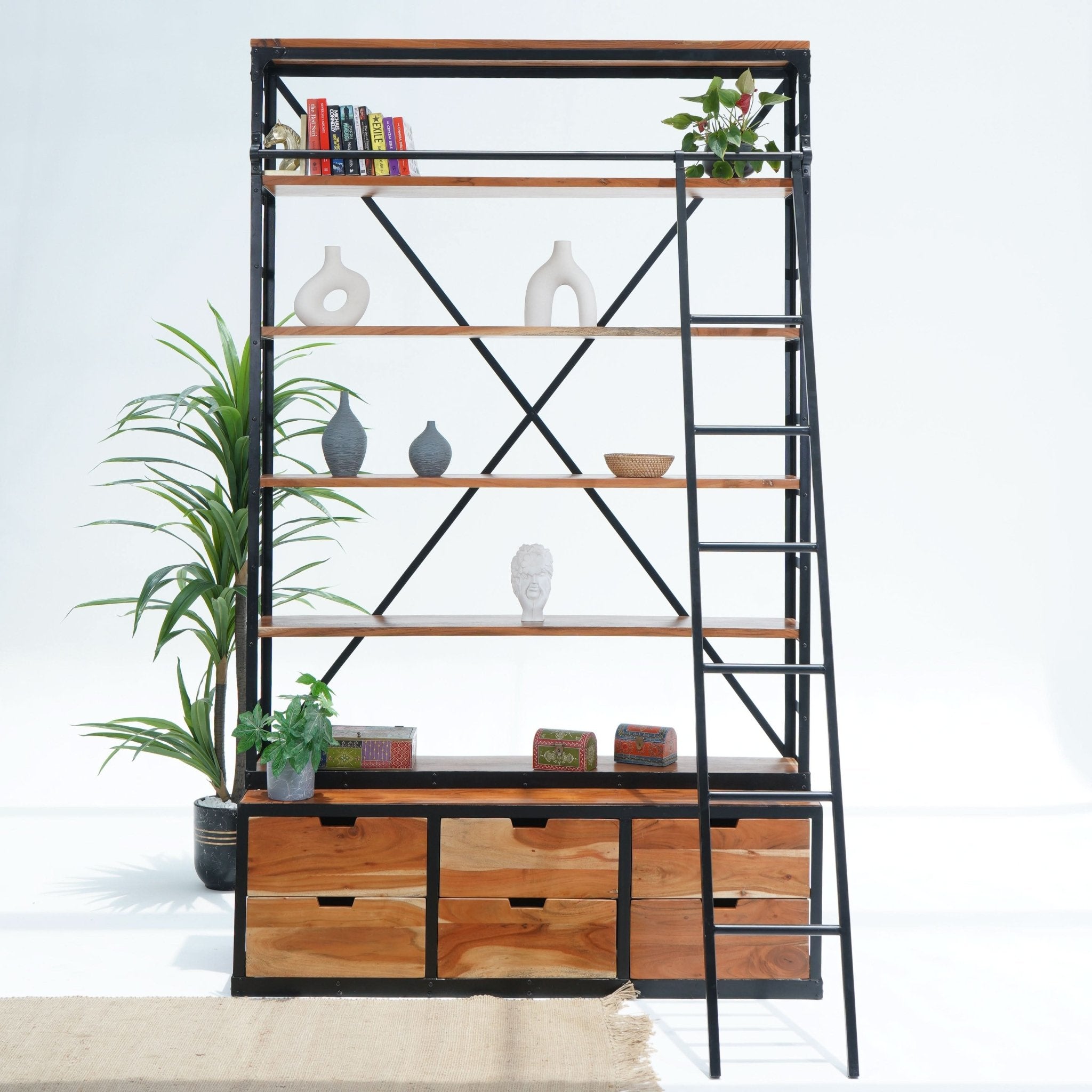 LIVE-EDGE ACACIA WOODEN BOOKSHELF - Art and craft furniture