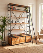 Live Edge Acacia Wooden Bookshelf - Art and craft furniture