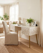 Lumiere White Mother of Pearl Desk Table - Art and craft furniture
