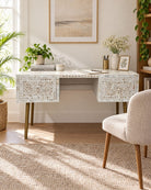 Lumiere White Mother of Pearl Desk Table - Art and craft furniture