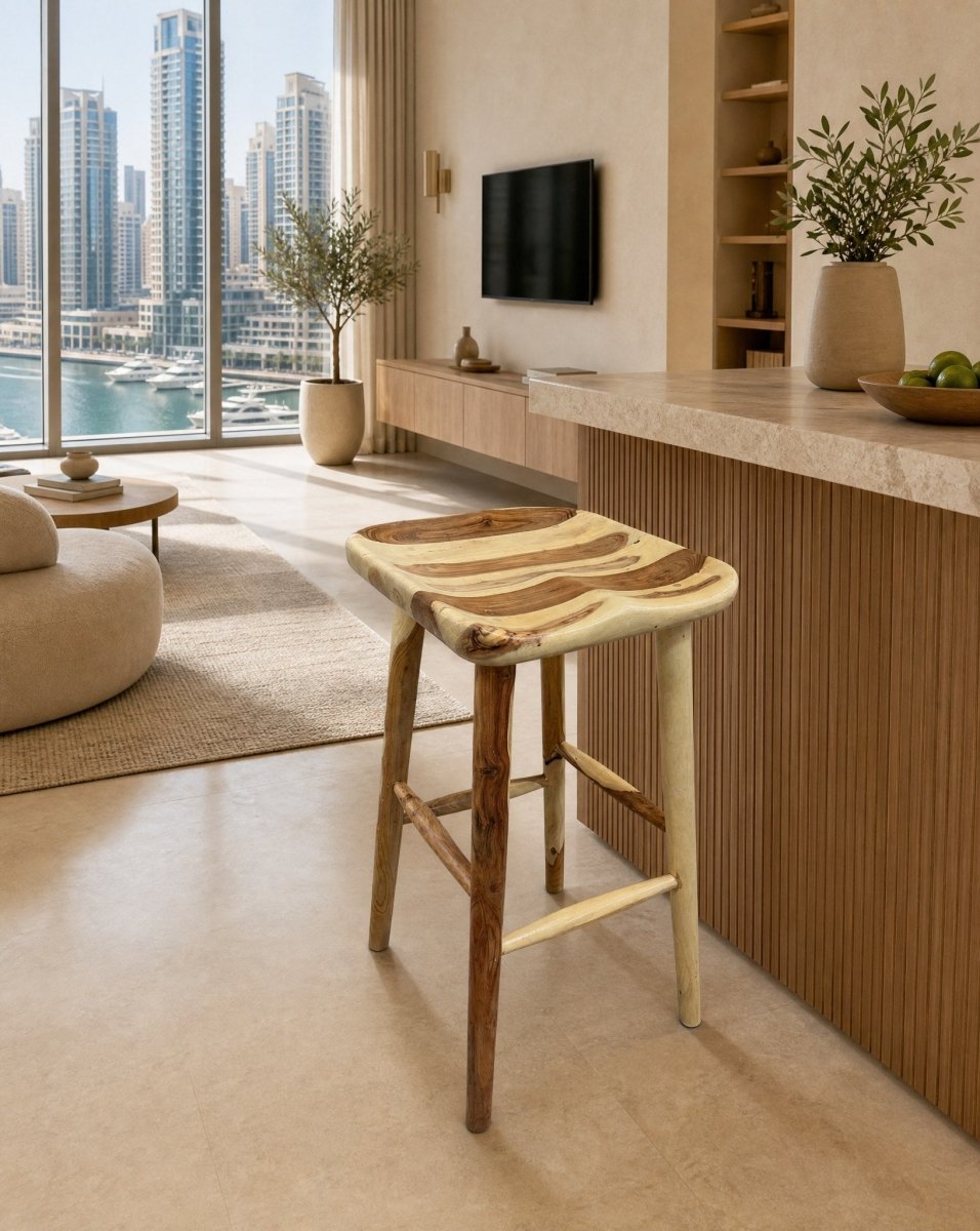 Lumora Rose Wood Bar Stool - Art and craft furniture