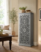 Lunessa Wooden Carwing Cabinet - Art and craft furniture