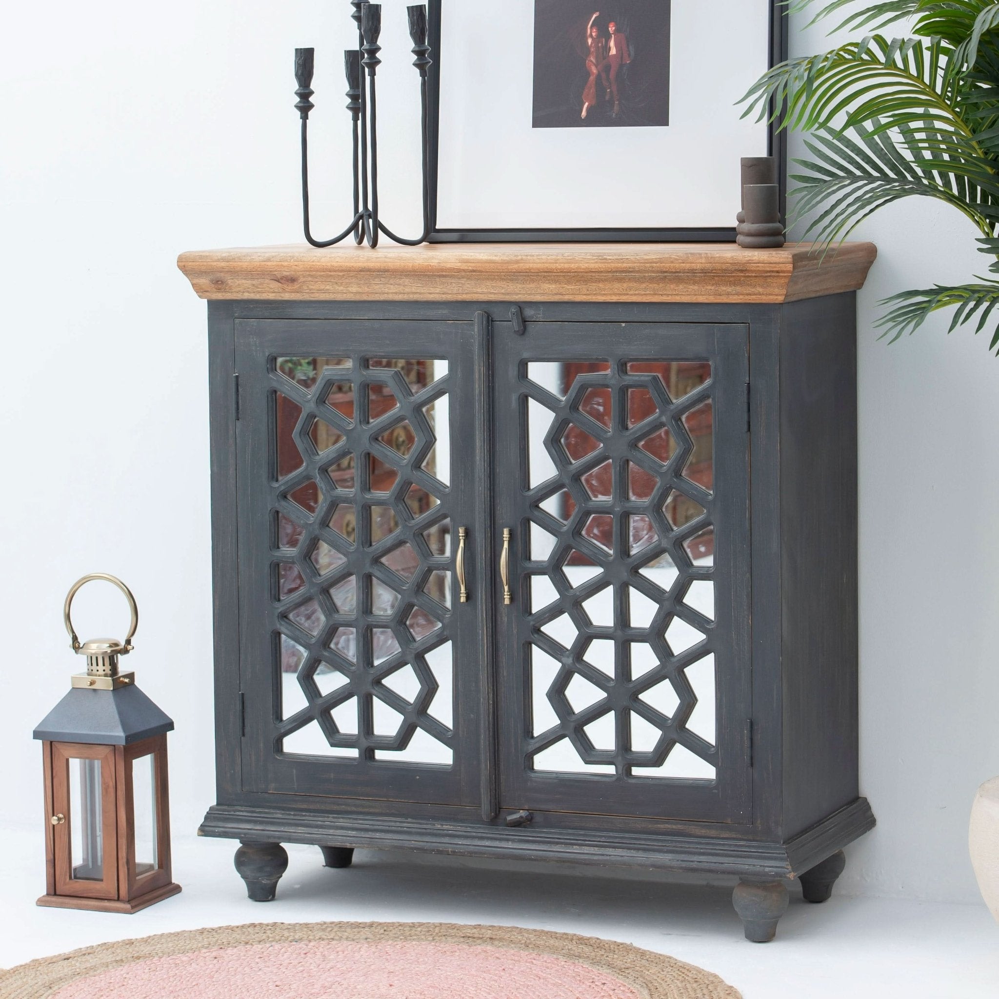 LUSTRE TWO GLASS DOOR SIDEBOARD - Art and craft furniture