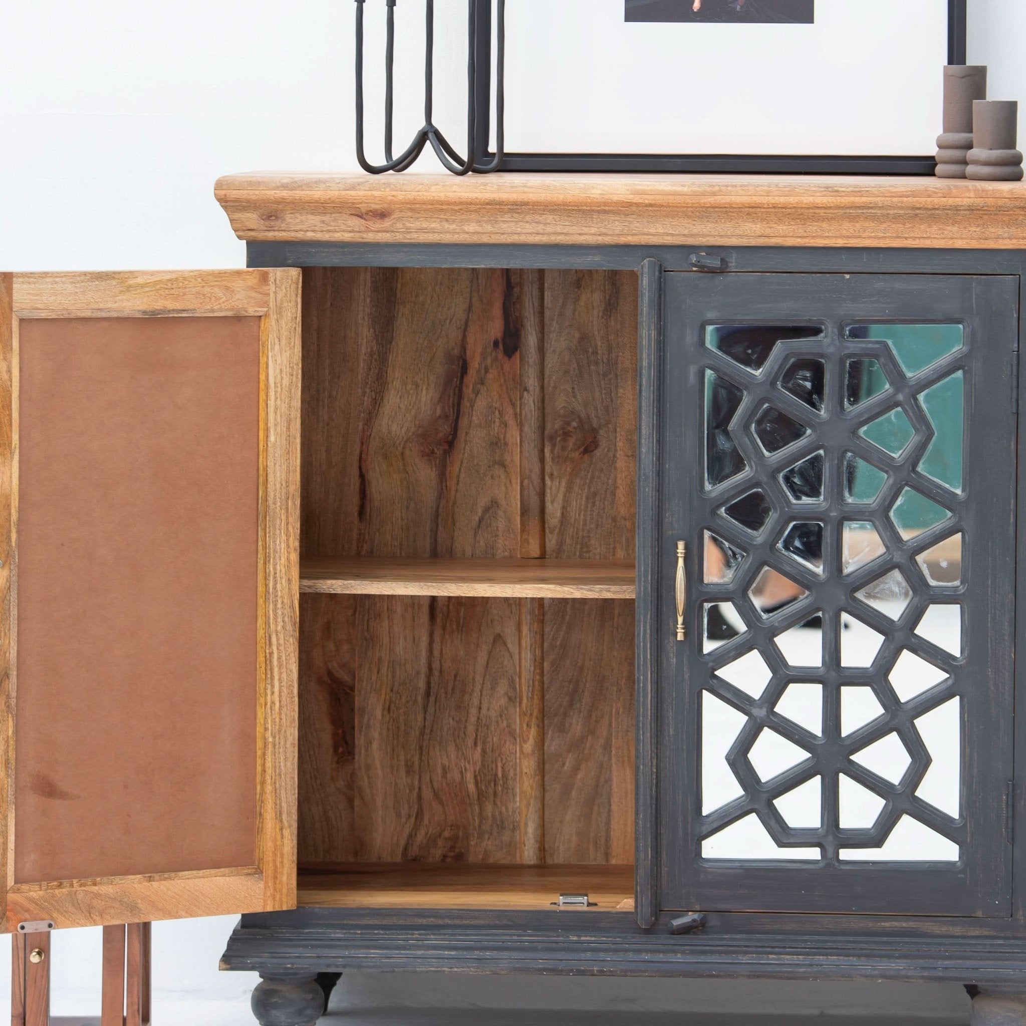LUSTRE TWO GLASS DOOR SIDEBOARD - Art and craft furniture