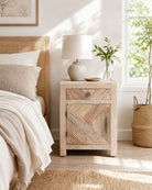 Luwin Fluted Wooden Nightstand Table - Art and craft furniture