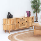 LUWIN LINING CANE FTD TWO DRAWER TWO WDN DOOR TV STAND - Art and craft furniture