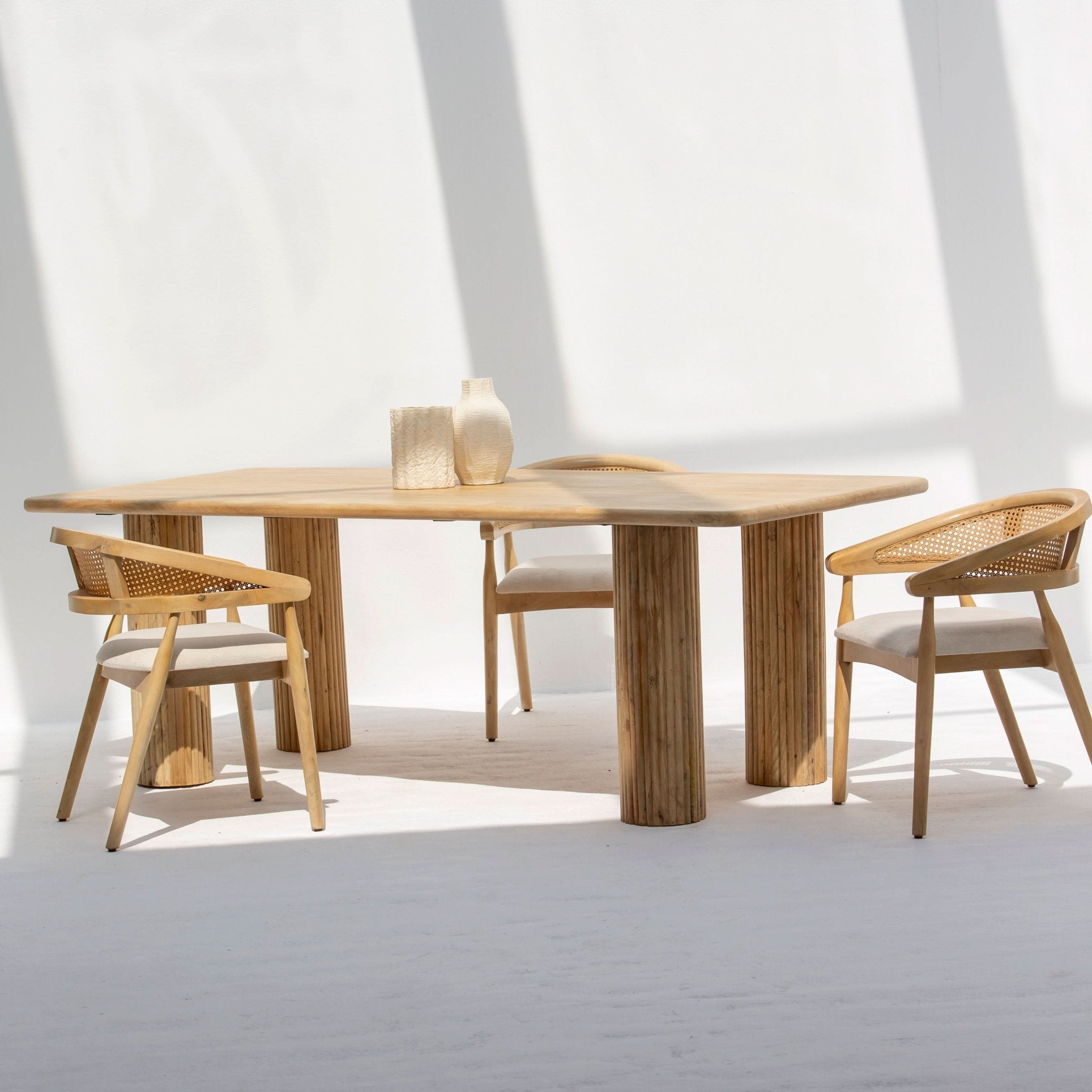 LUWIN LINING WOODEN FOUR LEG DINING TABLE - Art and craft furniture