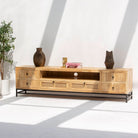 LUWIN WDN FOUR DRAWER TWO CANE DRAWER TV STAND - Art and craft furniture
