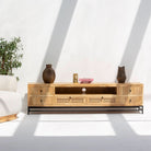 LUWIN WDN FOUR DRAWER TWO CANE DRAWER TV STAND - Art and craft furniture
