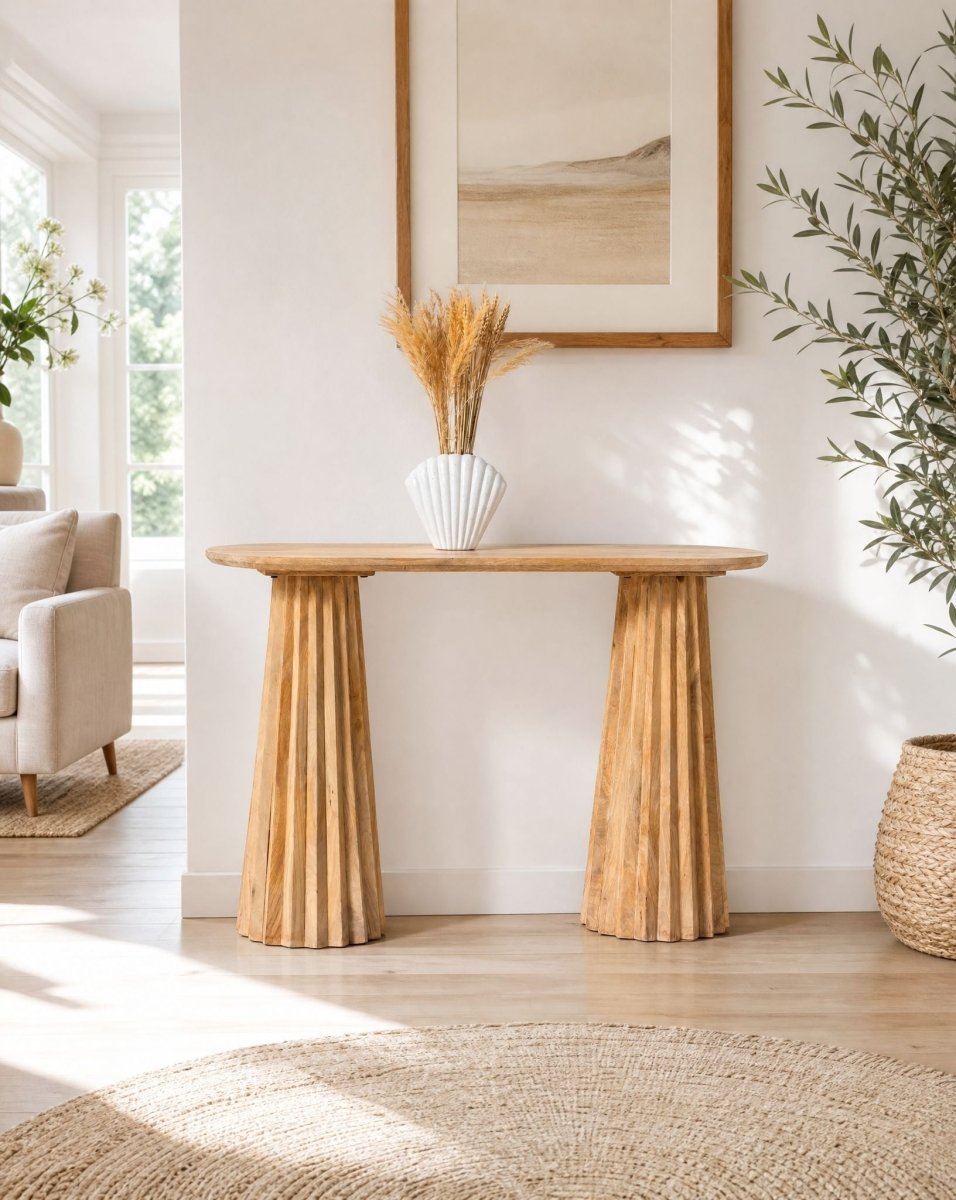 Luwin Wooden Console Table - Art and craft furniture
