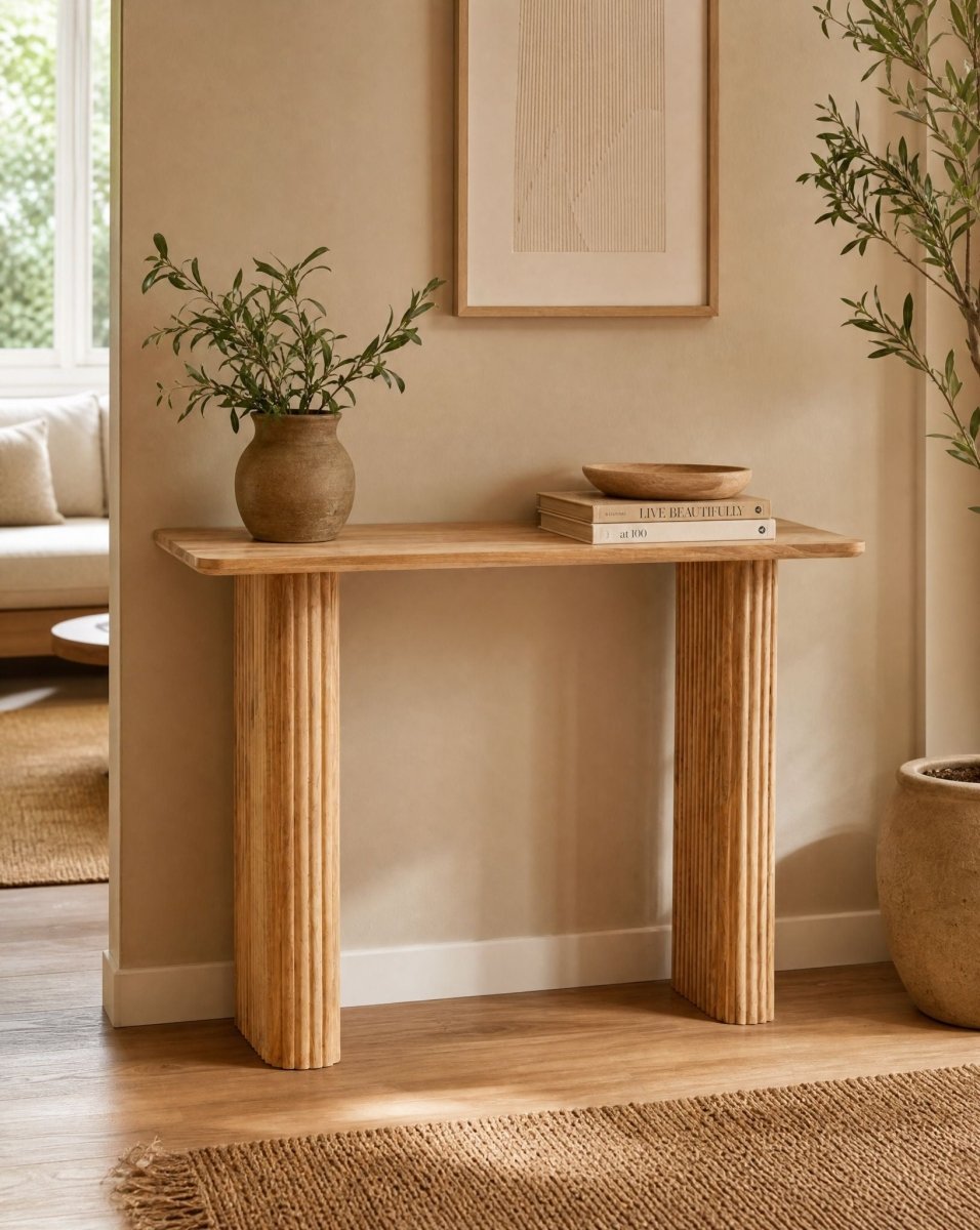 Luwin Wooden Console Table - Art and craft furniture