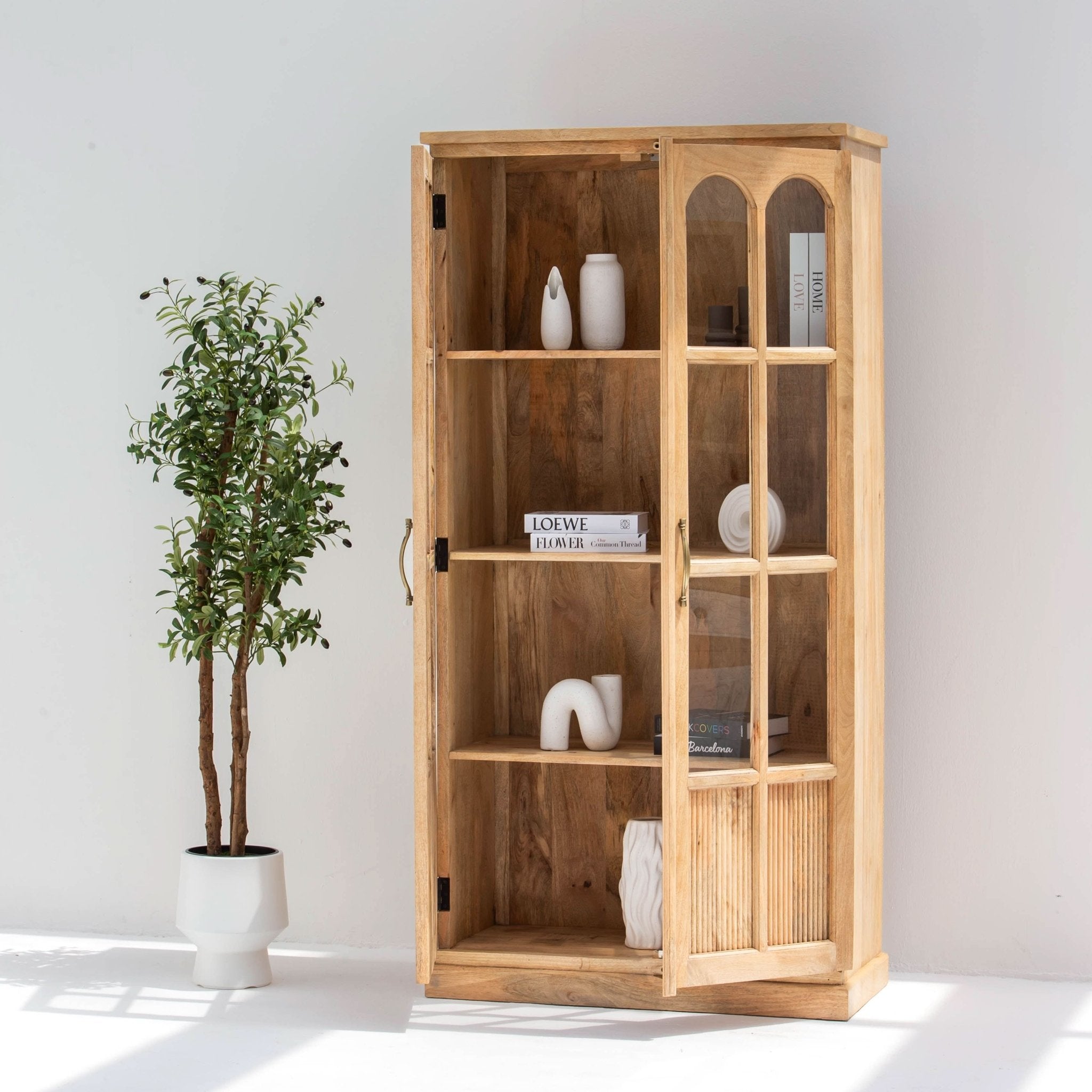 LUWIN WOODEN GLASS CABINET - Art and craft furniture