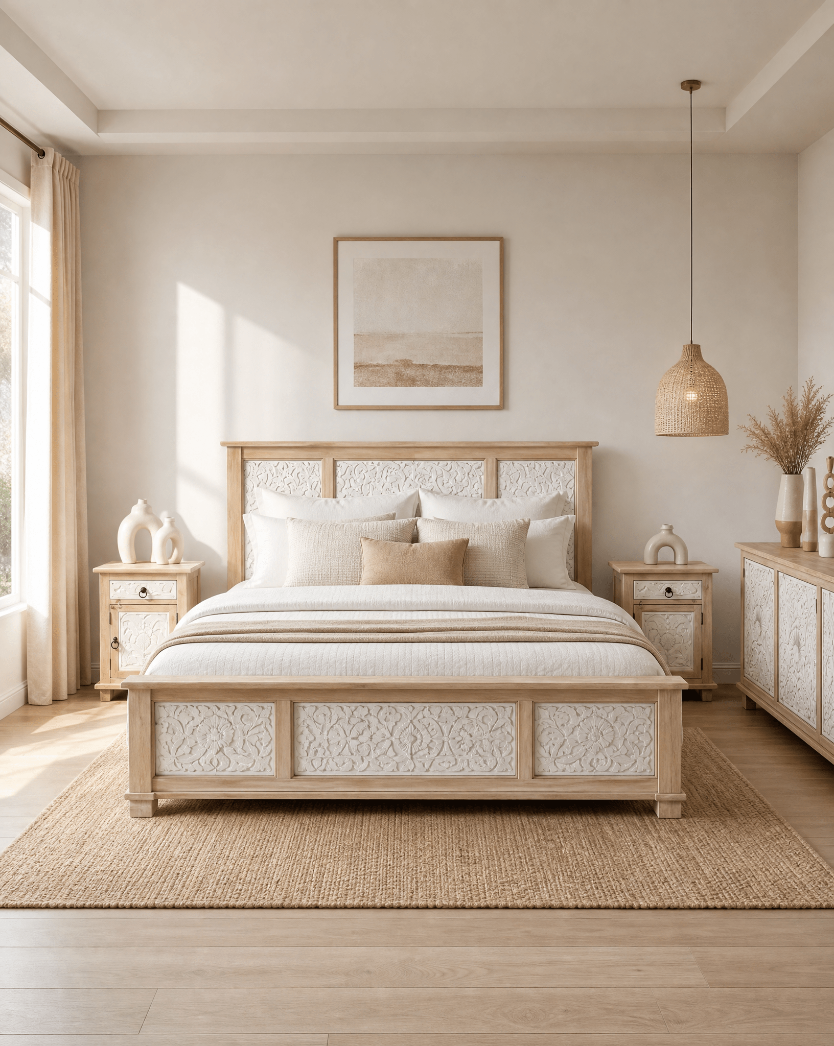 Luxury Handcrafted Wood Bed - Art and craft furniture