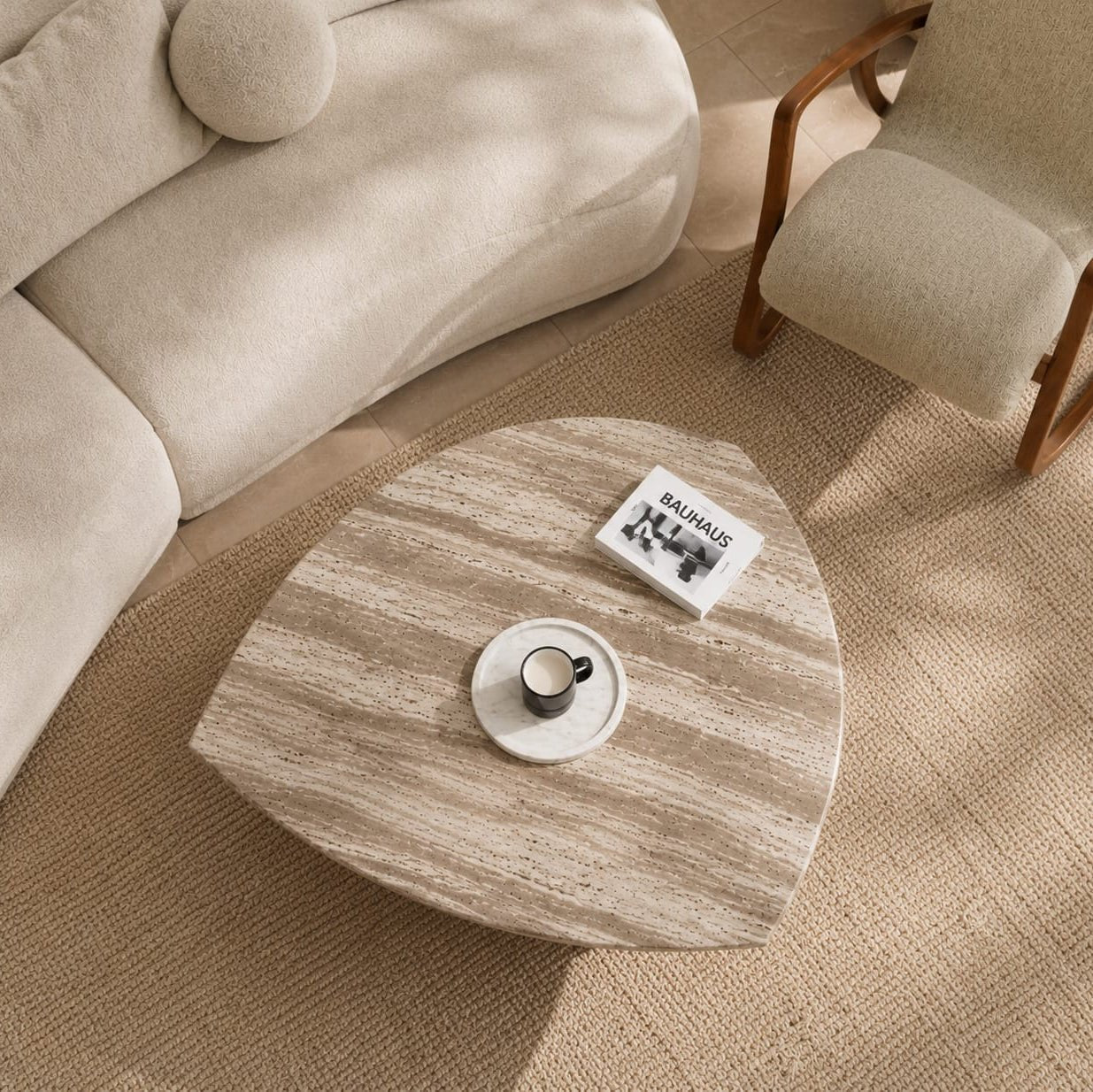 Luxury Travertine Stone Coffee Table - Art and craft furniture