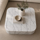 Luxury White Vein Marble Coffee Table – Polished Finish - Art and craft furniture