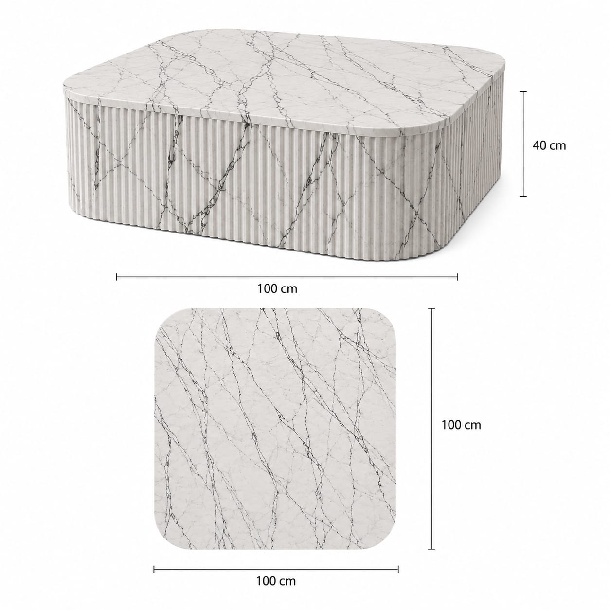 Luxury White Vein Marble Coffee Table – Polished Finish - Art and craft furniture