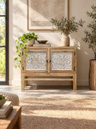 Maestro Wooden Carving Two Door Sideboard - Art and craft furniture