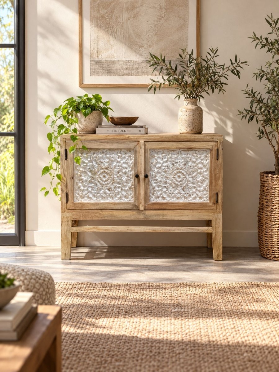 Maestro Wooden Carving Two Door Sideboard - Art and craft furniture