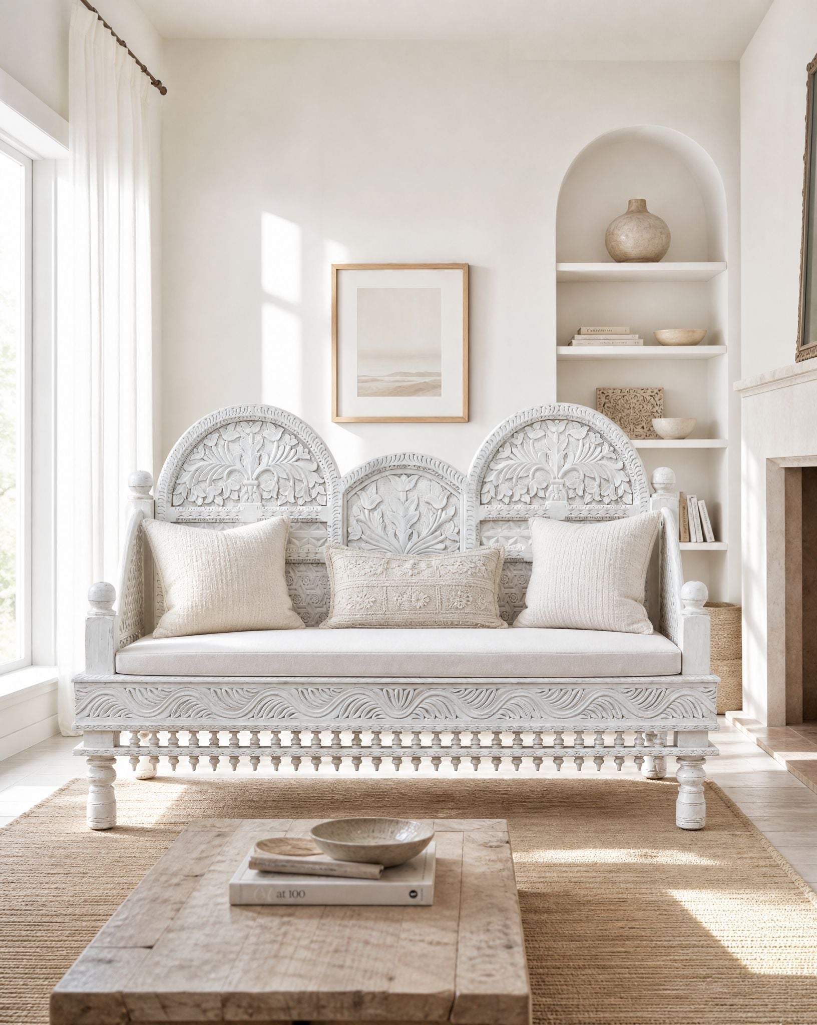 Maharaja Hand Carved Wooden Sofa - Art and craft furniture