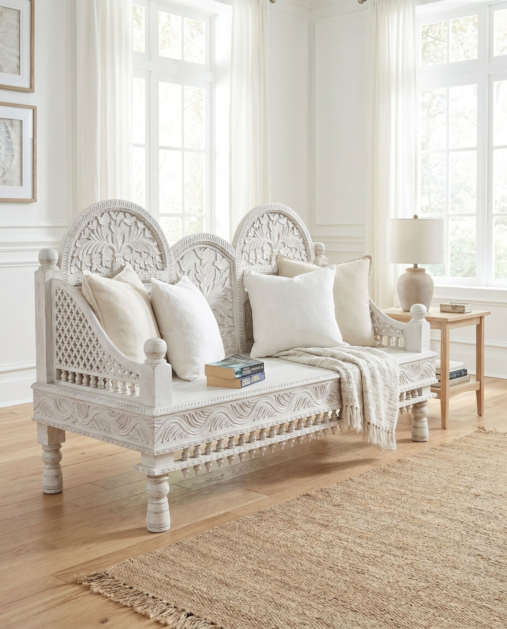 Maharaja Hand Carved Wooden Sofa - Art and craft furniture