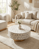 MAJESTIC INLAY ROUND COFFEE TABLE - Art and craft furniture