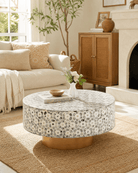 MAJESTIC INLAY ROUND COFFEE TABLE - Art and craft furniture