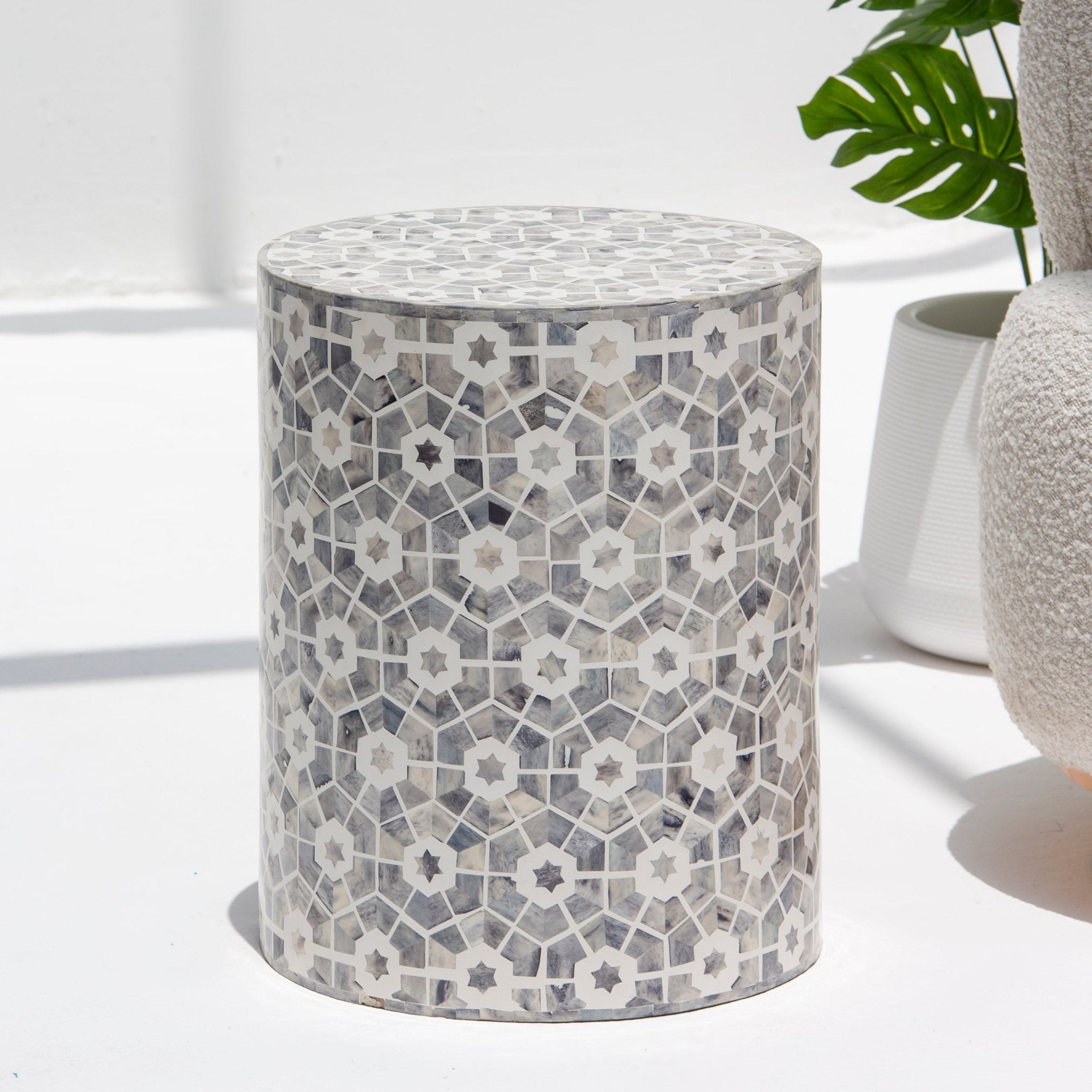 MAJESTIC INLAY ROUND STOOL - Art and craft furniture