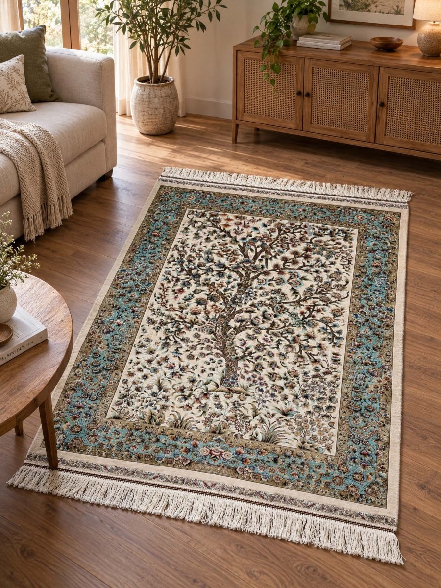 Majlis Cream & Navy Blue Carpet - Art and craft furniture