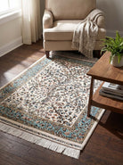 Majlis Cream & Navy Blue Carpet - Art and craft furniture